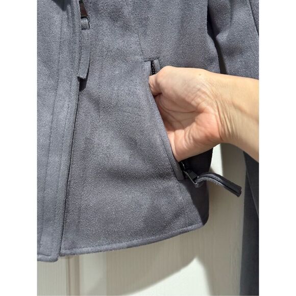 NWT JOHN + JENN Felix Faux Suede Moto Jacket Gunmetal Grey Women’s Small - Picture 5 of 12